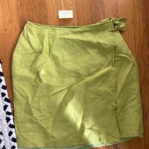 Green Linen Wrap Skirt Linenskirt
